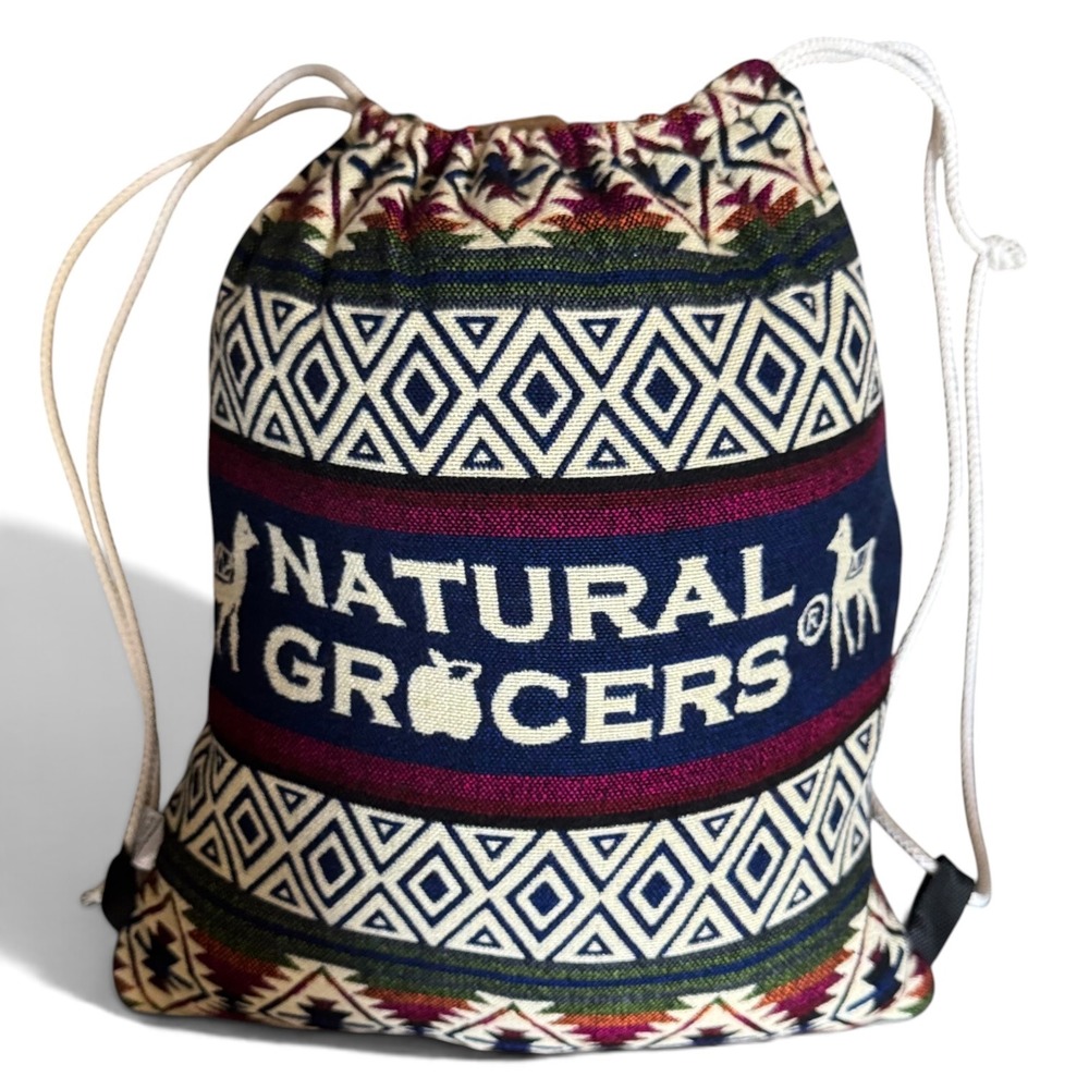 Natural Grocers Ecuador Alpaca Wool Hand Woven Backpack Drawstring Cinch Bag